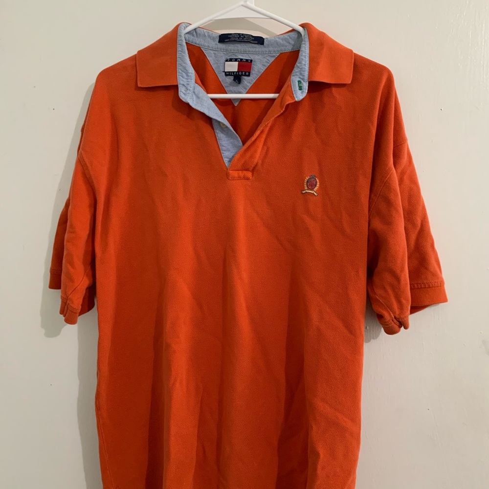 Vintage Tommy Hilfiger Men's Orange Polo Shirt